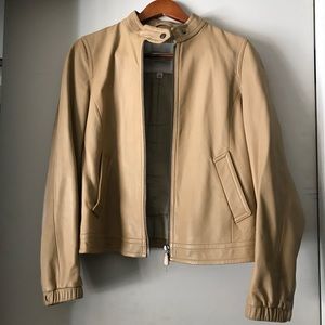 Coach leather jacket tan beige brown camel medium